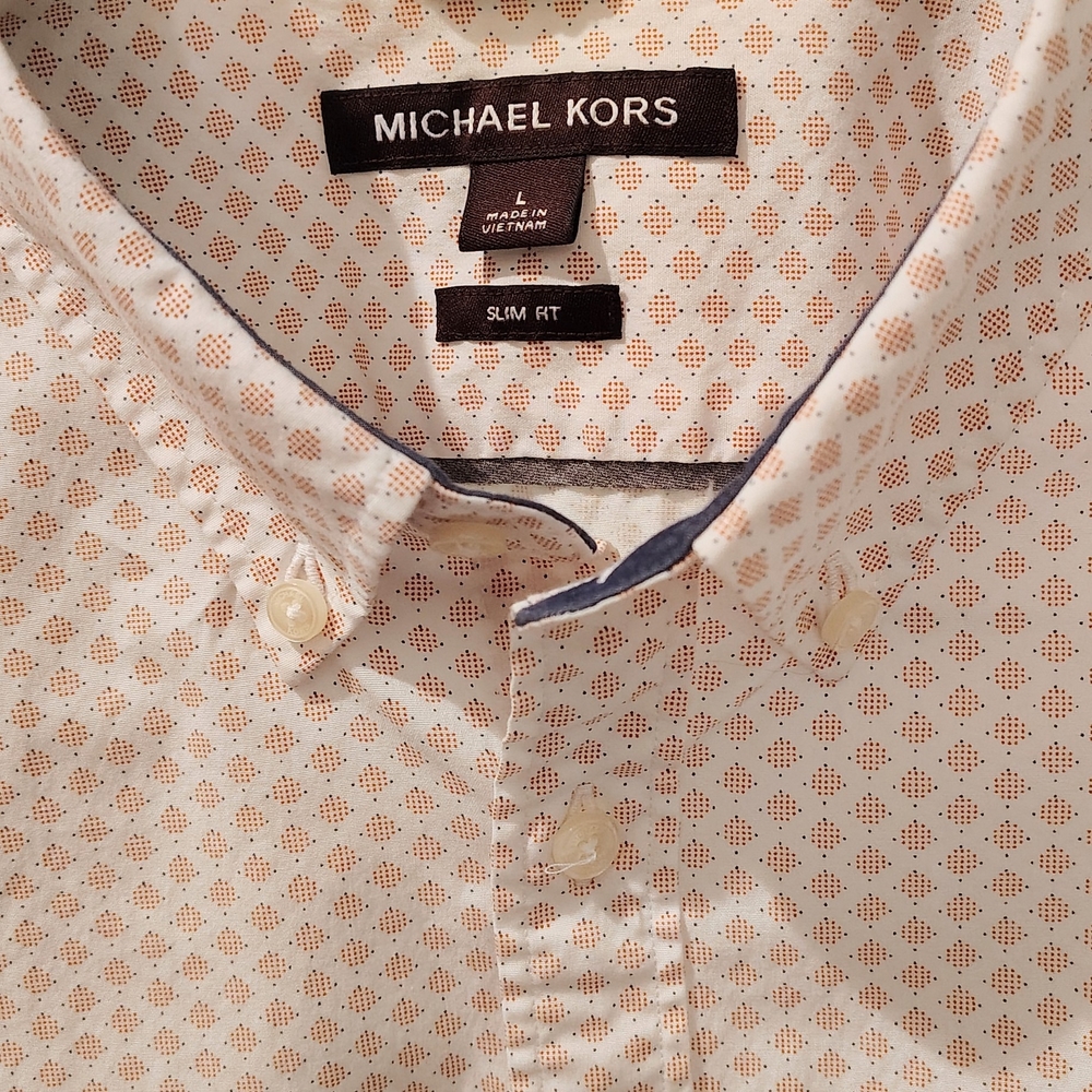 Michael Kors Men's Light Pink Patterned Shirt Slim Fit